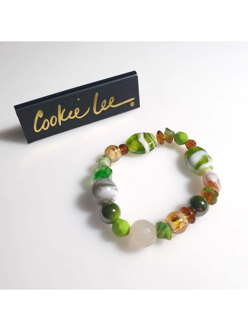 Cookie Lee Stretch Layer Bracelet Art Glass Beads Mixed Multicolor Jewelry Gift